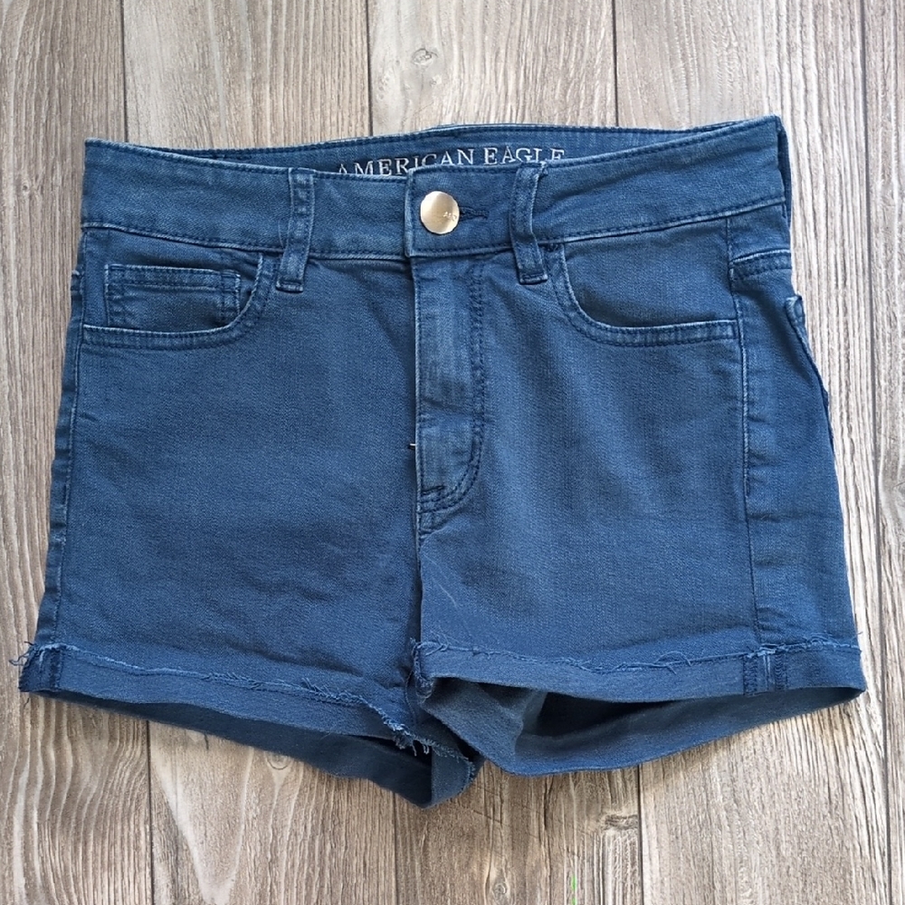 American Eagle Outfitters Blue Hi-Rise Shortie Shorts Size 0